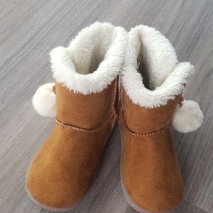 Brown fuzzy boots